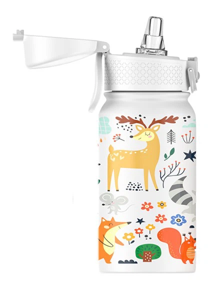 휴대용 스트랩이 있는 비산 방지 어린이 보온병